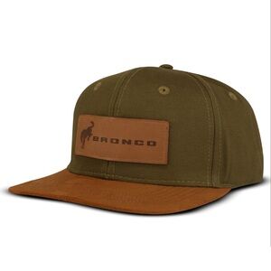Ford Bronco Baseball Cap, Adjustable, Flat Br, Olive/Brown, Faux Suede